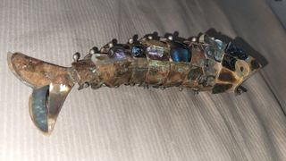 Abridor botellas pez de abalon y metal antiguo