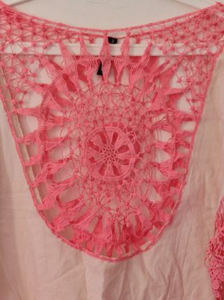 Blusa cotone rosa - Maglia crochet