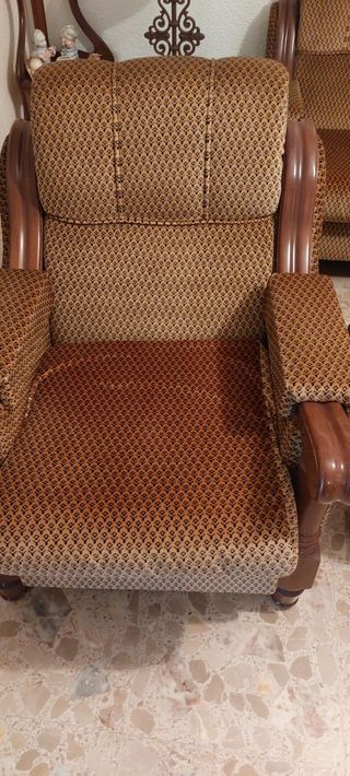 Sofá 3 plazas + 2 sillones. Beige/Marrón