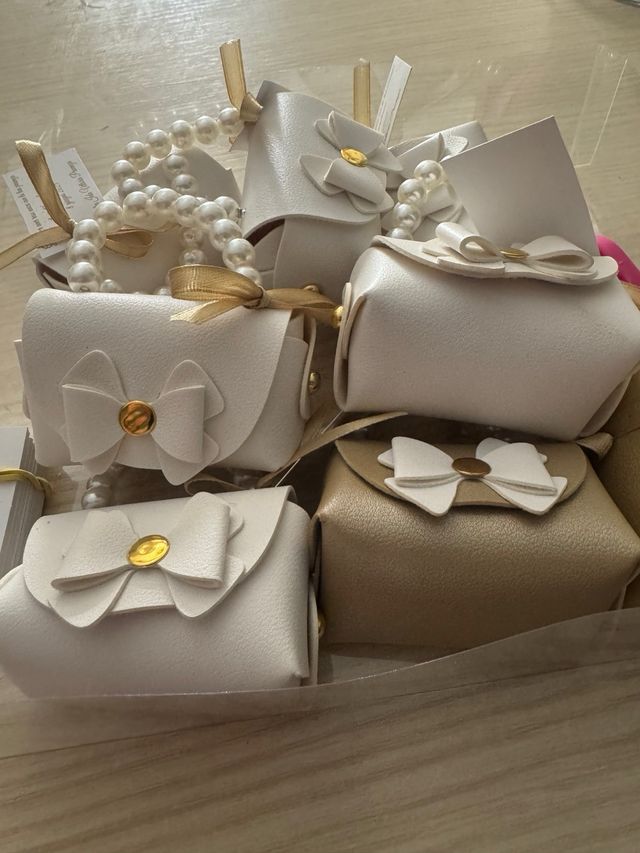 Mini borse bomboniere: 20pz oro/bianco