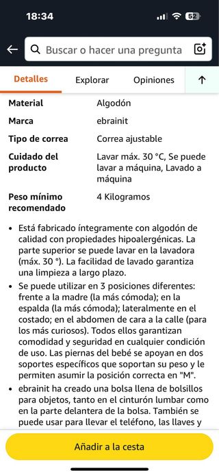 Mochila Portabebés Gris