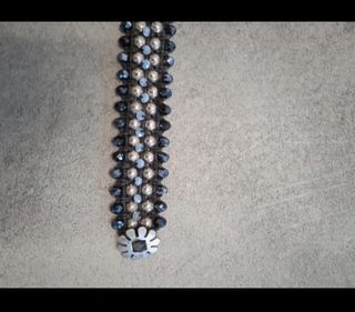 Braccialetto perline nero argento