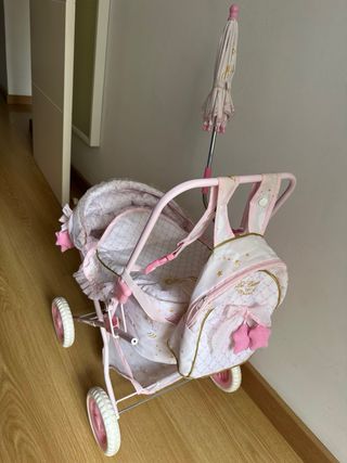 Carrito bebé rosa juguete