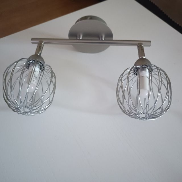 Lampara 2 luces metalica plata