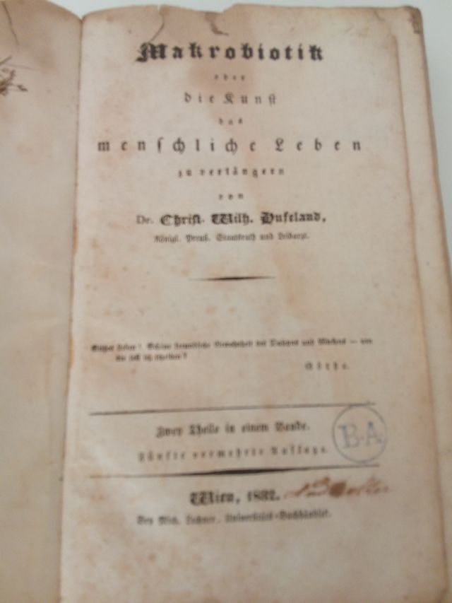Libro Antico Macrobiotic dell' 1832