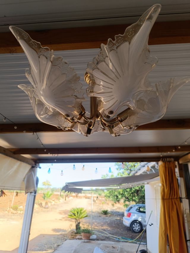 Lampara techo 6 luces dorada