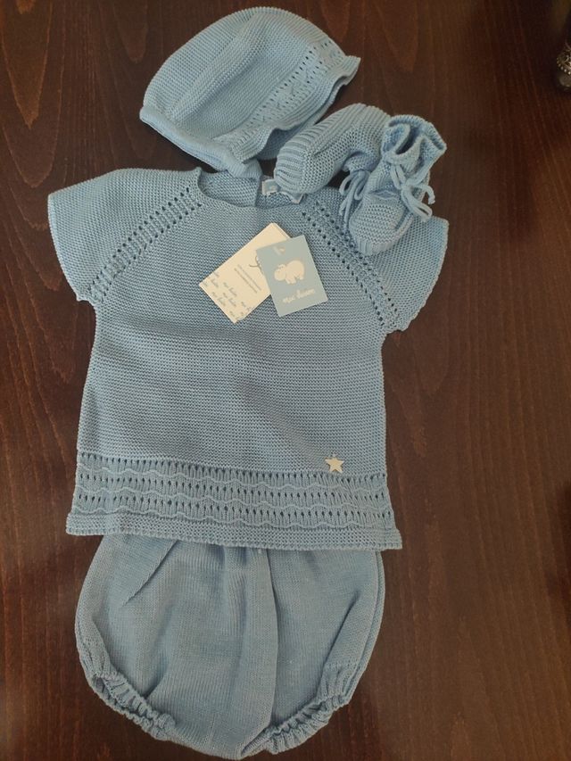 Conjunto bebé 12M - Algodón celeste