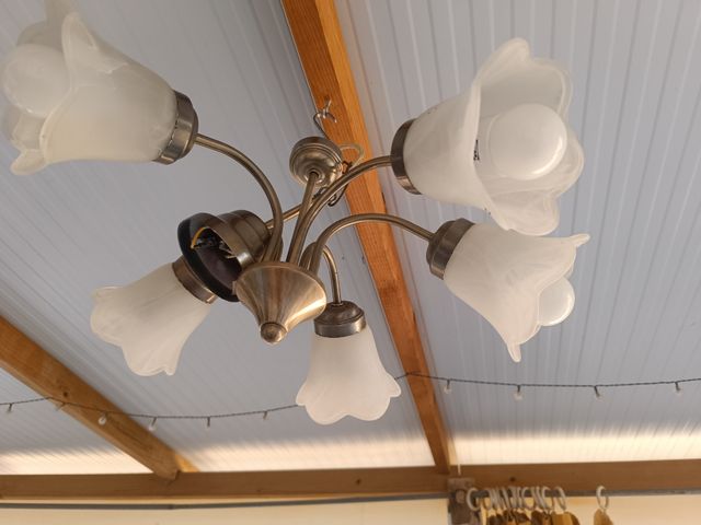 Lámpara techo clásica metal cristal