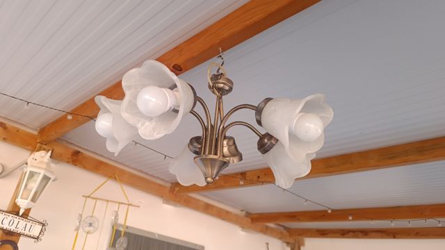 Lámpara techo clásica metal cristal