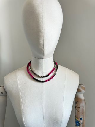 Collar eslabones rosa y plata