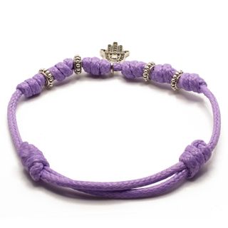 Pulsera morada con Mano de Fátima - Ajustable