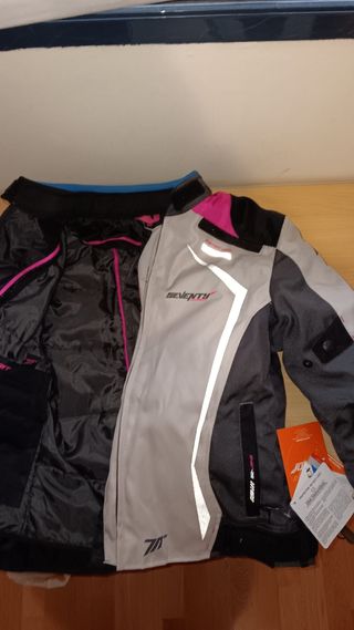 Chaqueta Seventy Degrees moto blanca-negro