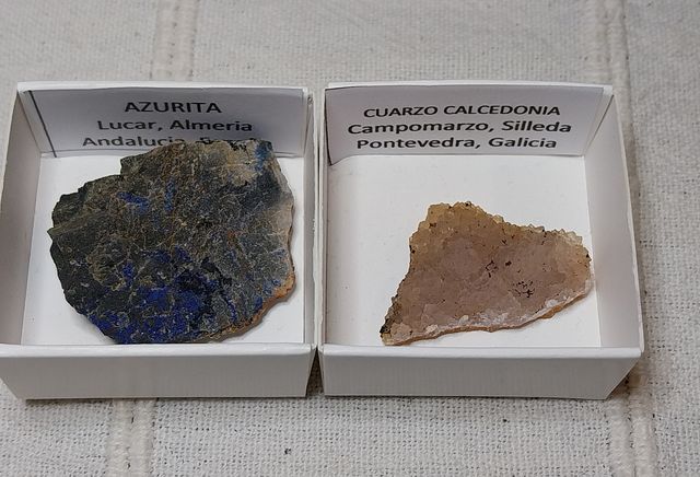 Lotto di 12 minerali in scatole da 4 x 4