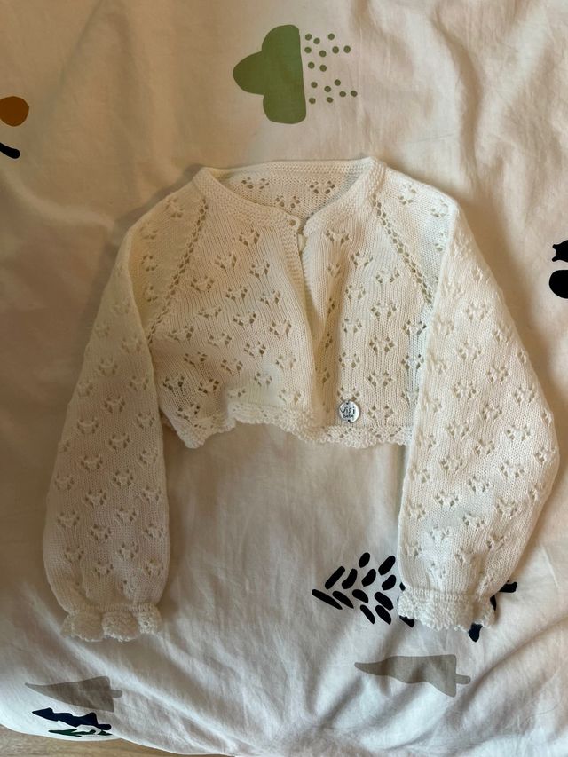 Chaqueta bebé Visibaby, blanca, talla 12 meses