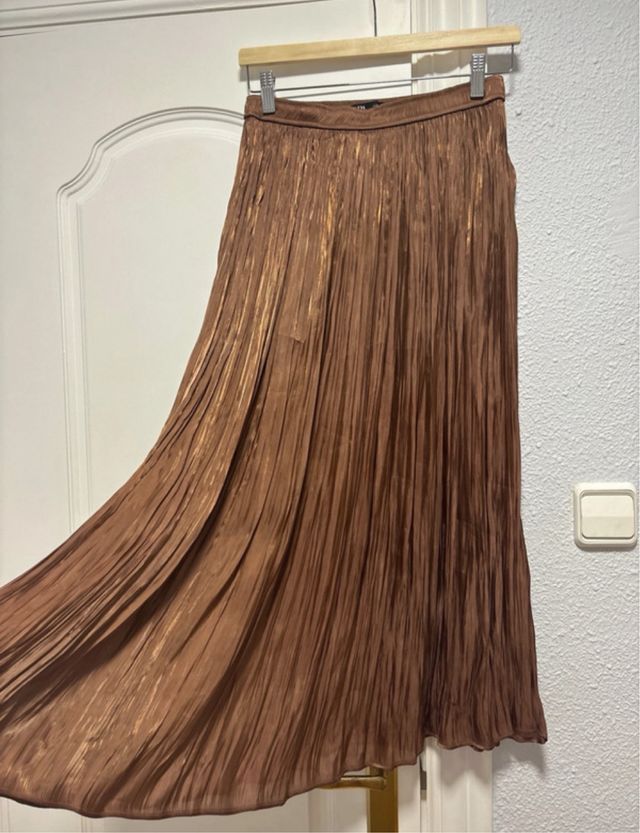 Falda plisada Zara rosa