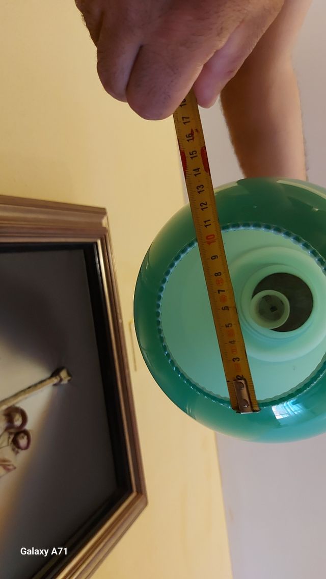 Lampara de techo vintage opalina verde