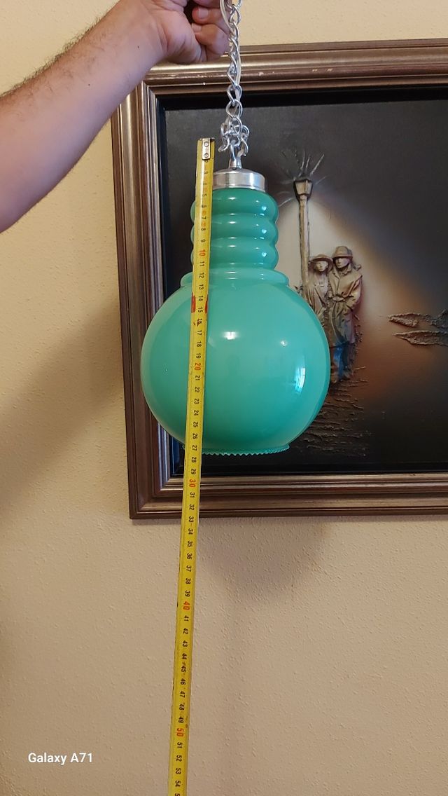 Lampara de techo vintage opalina verde