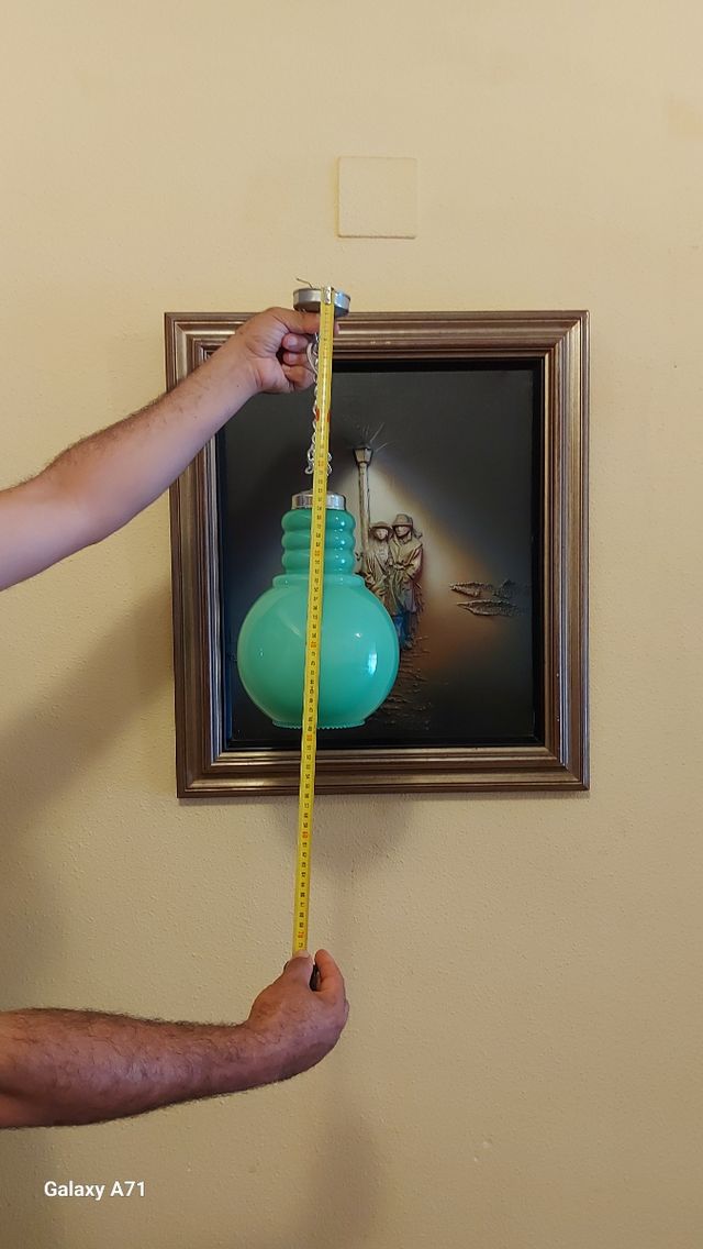 Lampara de techo vintage opalina verde