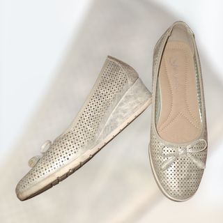 Bailarinas cuña Plata desgastada T-38