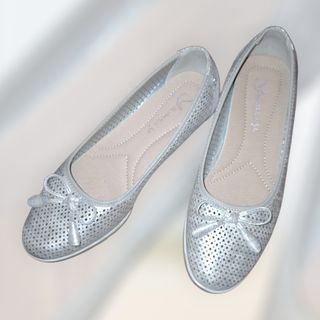 Bailarinas cuña Plata desgastada T-38