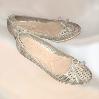 Bailarinas cuña Plata desgastada T-38