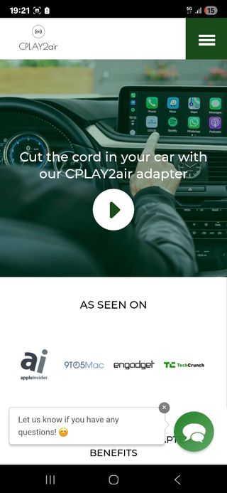 CPLAY2air Adattatore CarPlay Wireless