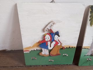 Quadretti legno vintage bimbi