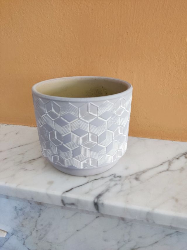 Fioriera/fioriera geometrica grigia - ceramica