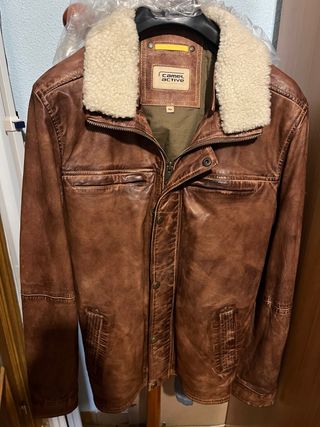 Nueva! Chaqueta Camel Active 100% cuero talla 38 