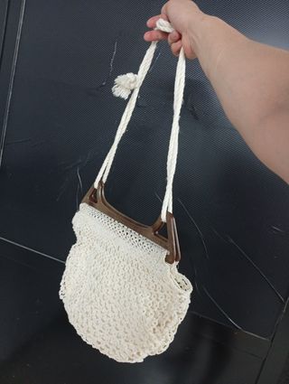 Bolso crochet blanco y marrón