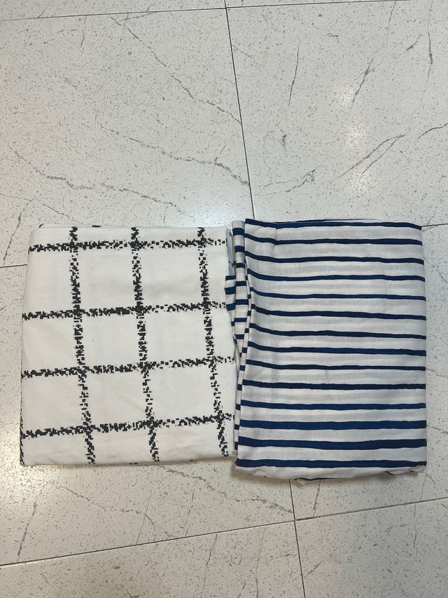 Copripiumini 2x1 in cotone - blu, bianco