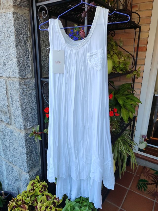 Vestido blanco Mika c/lentejuelas