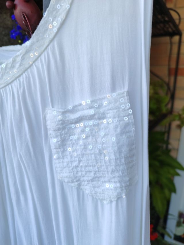 Vestido blanco Mika c/lentejuelas