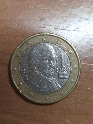 Moneda 1€ Austria Mozart 2002