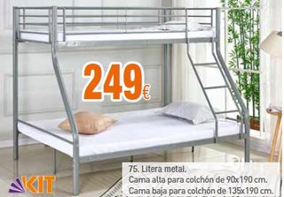 Letto a castello in metallo 90x190/135x190cm
