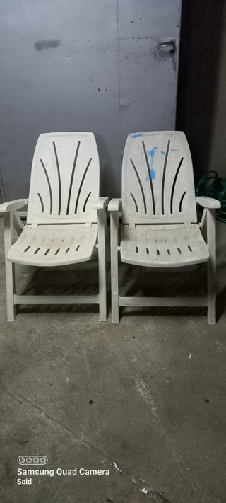 2 Sillas Plegables Blancas de Plástico