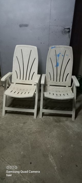 2 Sillas Plegables Blancas de Plástico