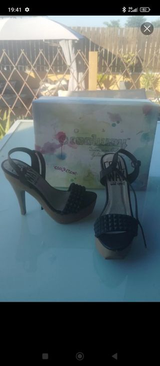 sandalias Tacón Coolway negros, talla 37
