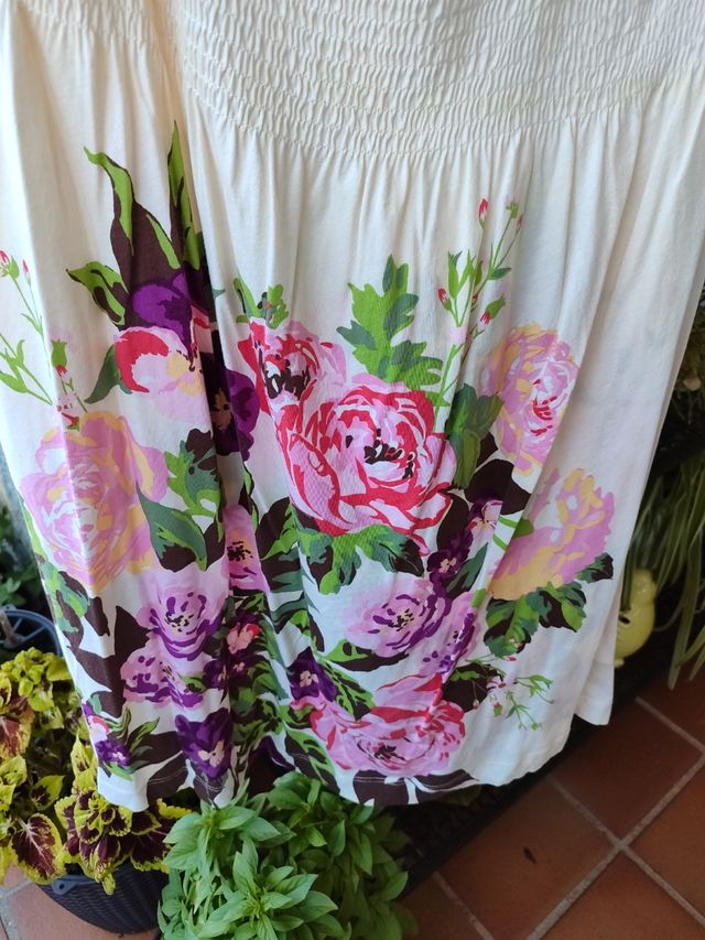 Vestido blanco flores - Talla única