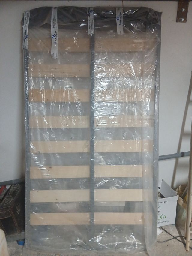 Somier metálico 105x190 cm,madera de chopo de 9 cm