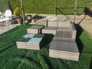 Set da giardino in rattan grigio