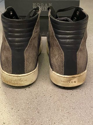 Hogan Rebel - Scarpe Uomo Alte Scamosciate Blu Gri