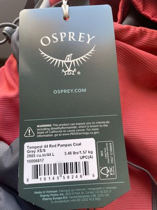 Mochila Osprey Tempest 44L Gris/Roja