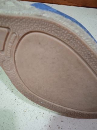Sandalias cuña azul mujer Piel