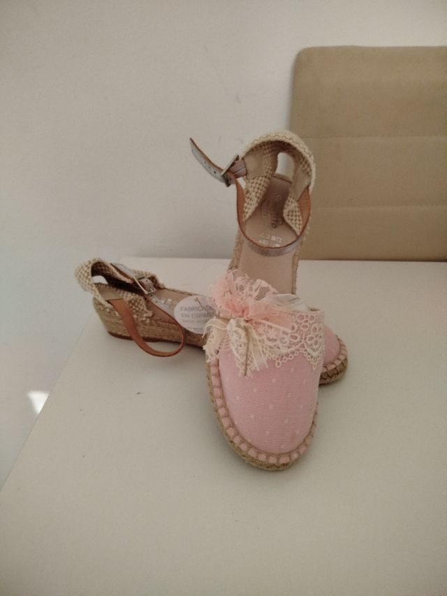 Sandalias esparto niña rosa