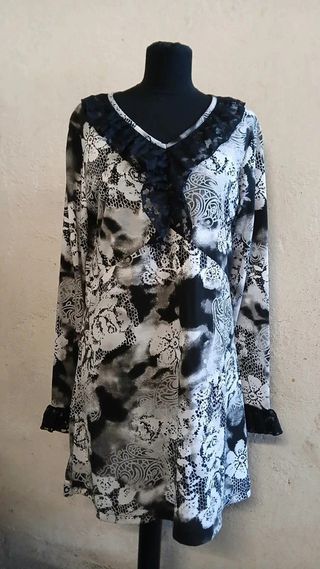 Vestito floreale nero e bianco tg.M