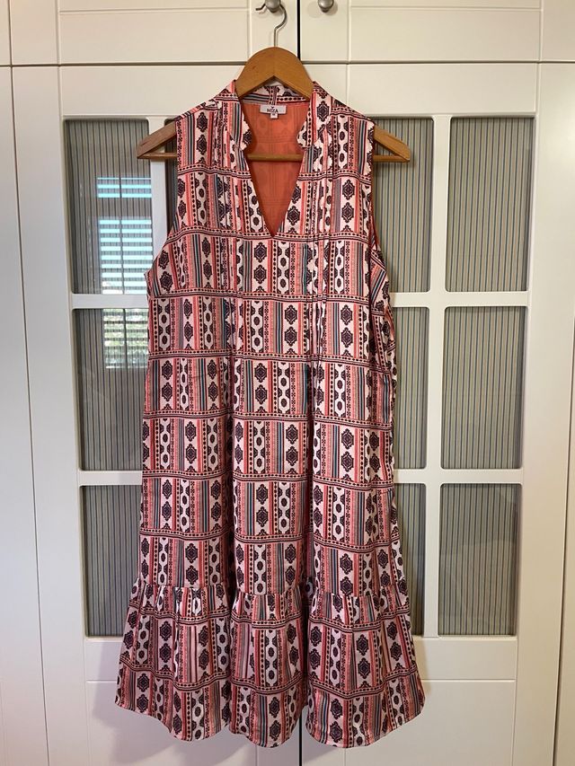 Vestido NIZA talla 46 sin manga tono coral/naranja