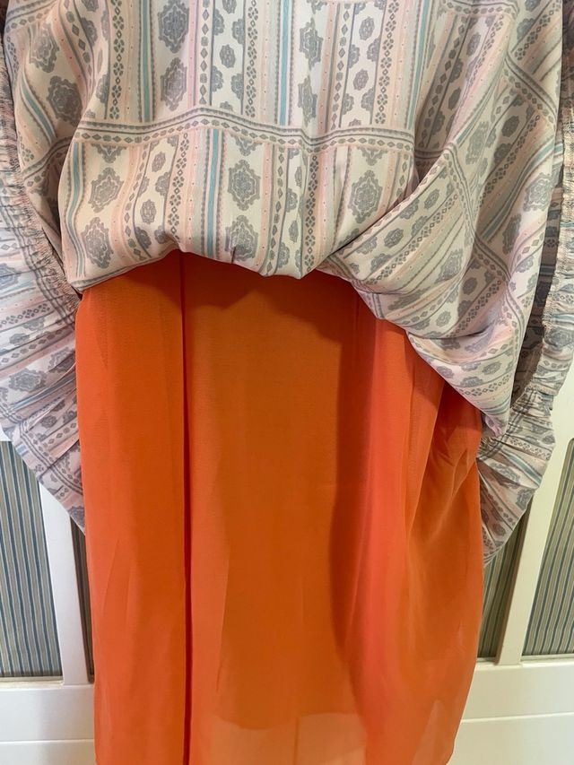 Vestido NIZA talla 46 sin manga tono coral/naranja