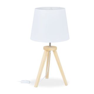Lámpara trípode madera blanca