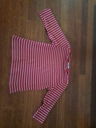Camiseta rayas roja-blanca M